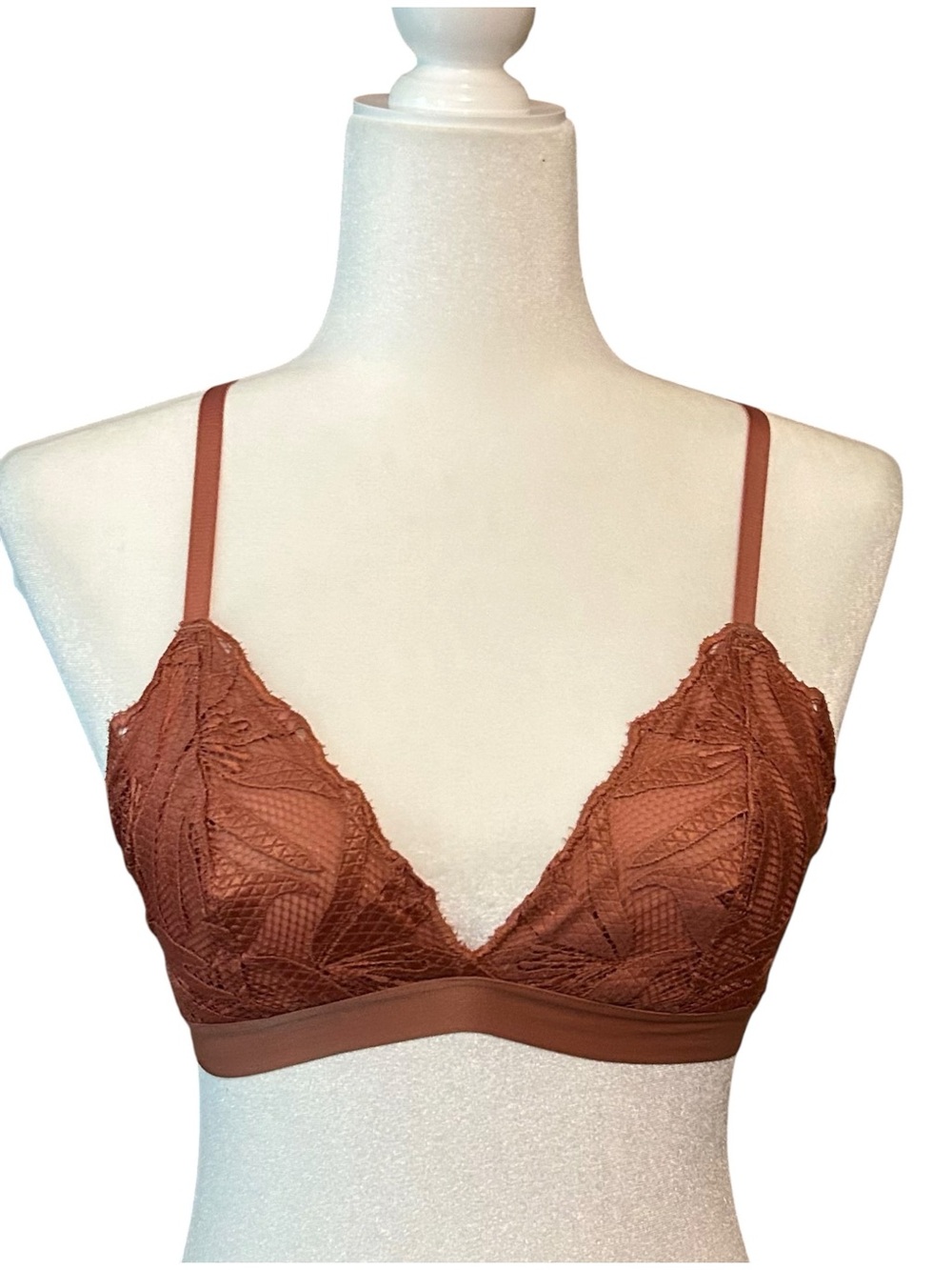 Aerie Unlined Lace Racerback Bralette Women’s SZ Small in Sienna